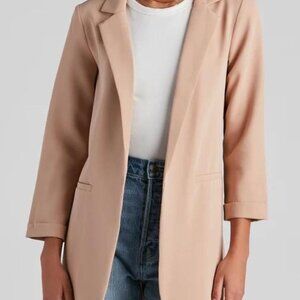 Windsor Beige Open Front Lightweight Longline Blazer